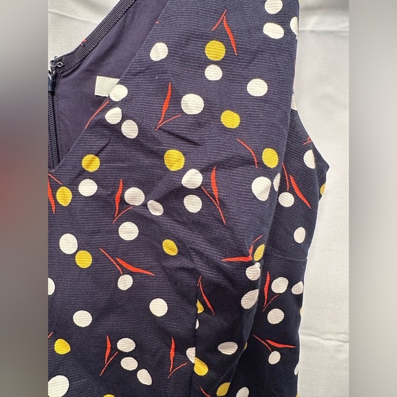 Boden Navy Polka Dot V-neck Peplum Sleeveless Top Size 2 Zip Back Lined - Picture 3 of 10